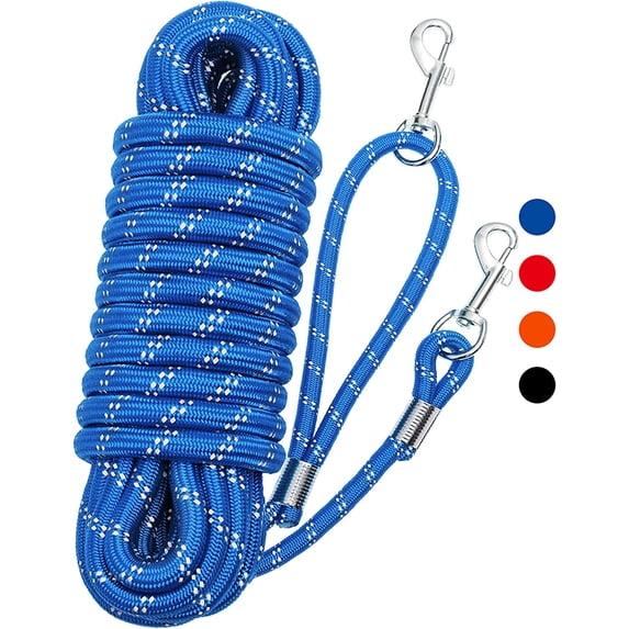 Long Dog Leash 30ft 50ft Reflective Training Heavy Duty Rope Dog Leash for Small Medium Large Dogs