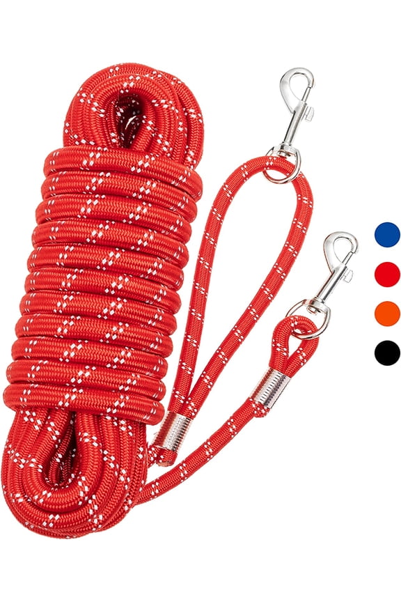 Long Dog Leash 30ft 50ft Reflective Training Heavy Duty Rope Dog Leash for Small Medium Large Dogs