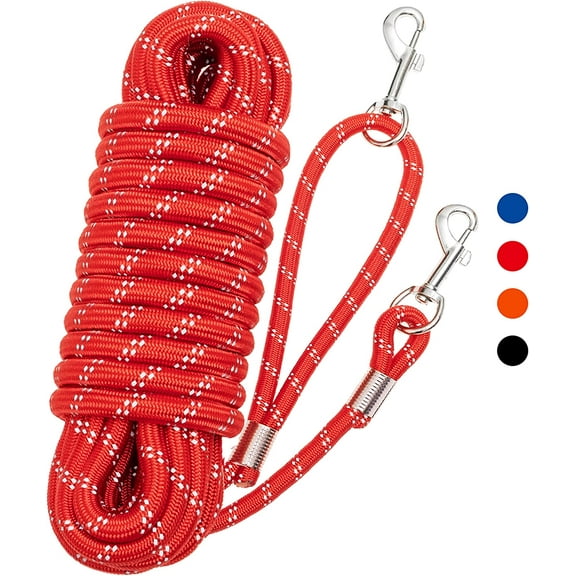 Long Dog Leash 30ft 50ft Reflective Training Heavy Duty Rope Dog Leash for Small Medium Large Dogs