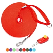 Long Dog Leash with Recall Clickers for Small, Medium and Large Dogs or Cats Training, Walking, Camping (15 Feet, Red)