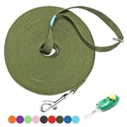 Long Dog Leash with Recall Clickers for Small, Medium and Large Dogs or Cats Training, Walking, Camping (50 Feet, DarkGreen)