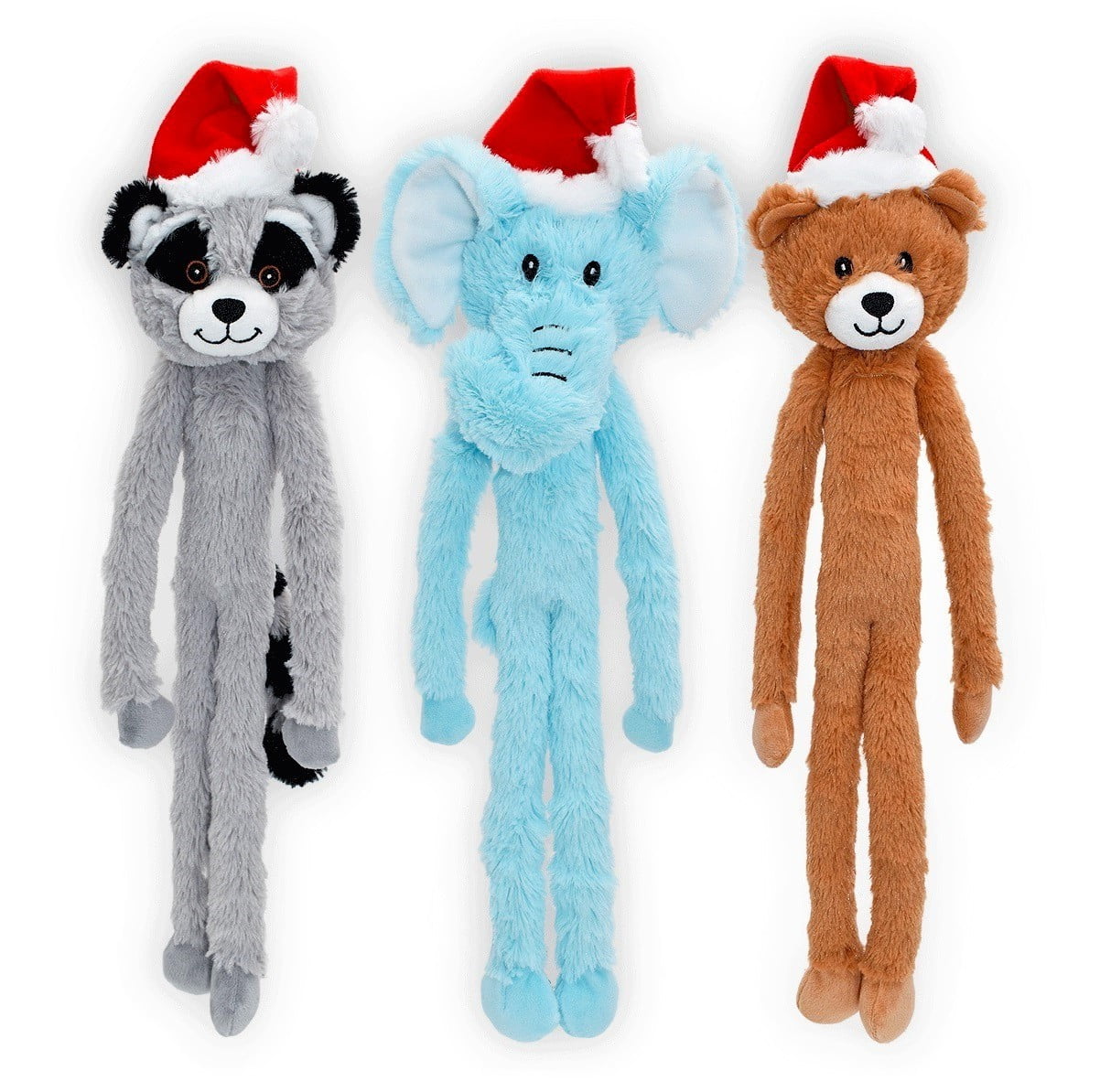 Long Dog Toys Super Cute 18 Inch Swinging Interactive Santa Hat Holiday Animals (One Random Toy - Discounted)