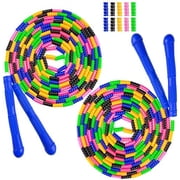 Long Double Dutch Jump Rope 16 Ft 2 Pack, Jump Rope for Kids Adults, Beaded Segmented Skipping Rope