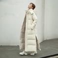 thumbnail image 1 of Long Down Jacket for Women, for Women Zpanxa Winter Warm Coats Lengthened and Thickened Medium Length Down Cotton Jacket Outwear, Gifts for Women Beige M, 1 of 5