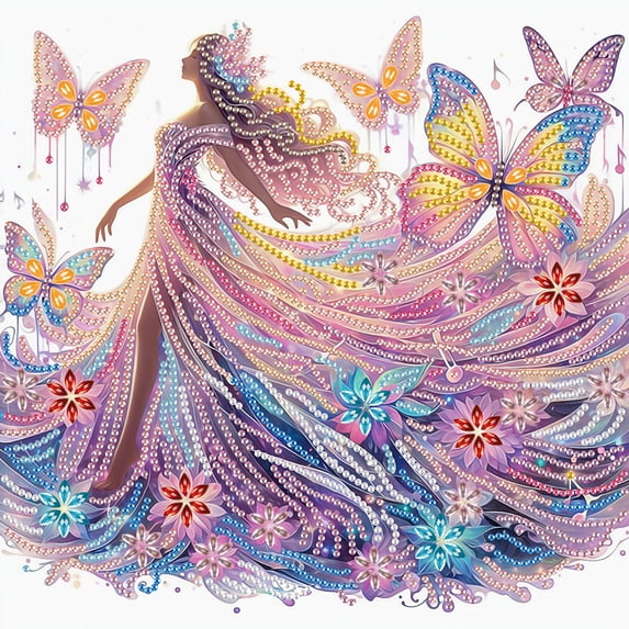 Long Dress Fluttering Lady Diamond Art Painting Kit