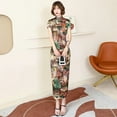 thumbnail image 1 of Long Dress Green Cheongsam Slim Slik Vintage Long Dress Chinese Traditional Costumes Summer Dresses, 1 of 6