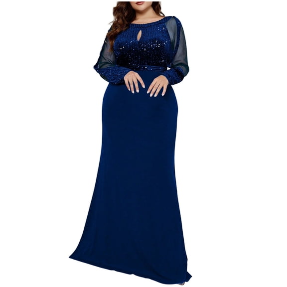 Long Dresses For Women Sevevn Women's Plus Size Sequin Dress Luxurious Style Formal Cocktail Evening Party Maxi Dresses
