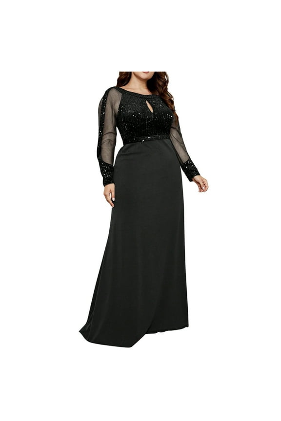 Long Dresses For Women Sevevn Women's Plus Size Sequin Dress Luxurious Style Formal Cocktail Evening Party Maxi Dresses