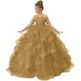 thumbnail image 1 of Long Dresses Lace Applique Pageant Dresses for Girls Poofy Flower Girl Dress for Wedding Toddler Ball Gown, 1 of 6