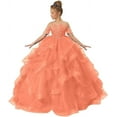 thumbnail image 1 of Long Dresses Lace Applique Pageant Dresses for Girls Poofy Flower Girl Dress for Wedding Toddler Ball Gown, 1 of 6