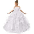 thumbnail image 1 of Long Dresses Lace Applique Pageant Dresses for Girls Poofy Flower Girl Dress for Wedding Toddler Ball Gown, 1 of 6