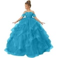 thumbnail image 1 of Long Dresses Lace Applique Pageant Dresses for Girls Poofy Flower Girl Dress for Wedding Toddler Ball Gown, 1 of 6