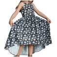 thumbnail image 1 of Long Dresses for Girls Size 10 Floral Sleeveless Aline Swing Flowy Party Cami Dress Beach Holiday Summer Casual Outfits Navy 6 Years, 1 of 7