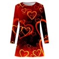 thumbnail image 1 of Long Dresses for Women Casual Casual Round Neck Dress with Valentine Heart Theme Print Fashionable Comfort Outfits Long Dresses for Women Pink XL, 1 of 4