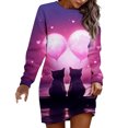 thumbnail image 1 of Long Dresses for Women Casual Round Neck Dress with Valentine Heart Print Casual Comfortable Outfits Fashion Womens Dresses Casual Hot Pink XL, 1 of 4
