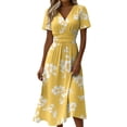 thumbnail image 1 of Long Dresses for Women Short Sleeve Wrap V-Neck Modest Dresses A-Line Beach Vacation Dresses 2026, 1 of 7