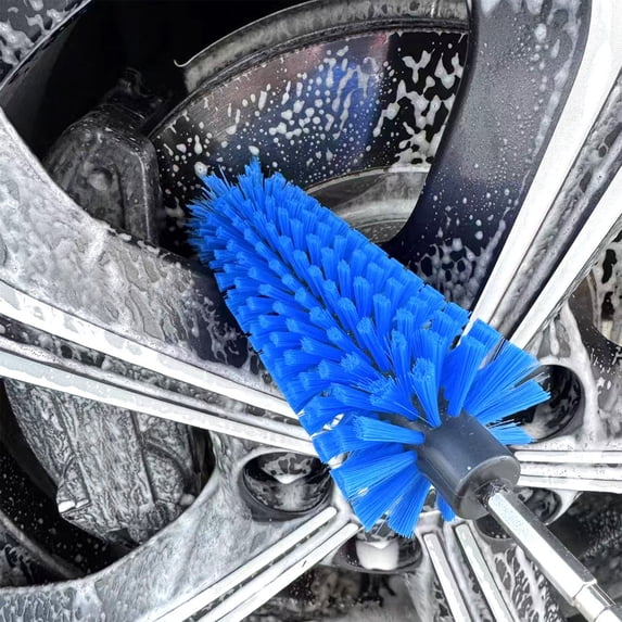 Long Drill Brush Car Wheel Hub Cleaning Brush Efficient Stain Removal Durable Nylon Bristles Extended Handle For Hard To Reach Areas Deep Cleaning