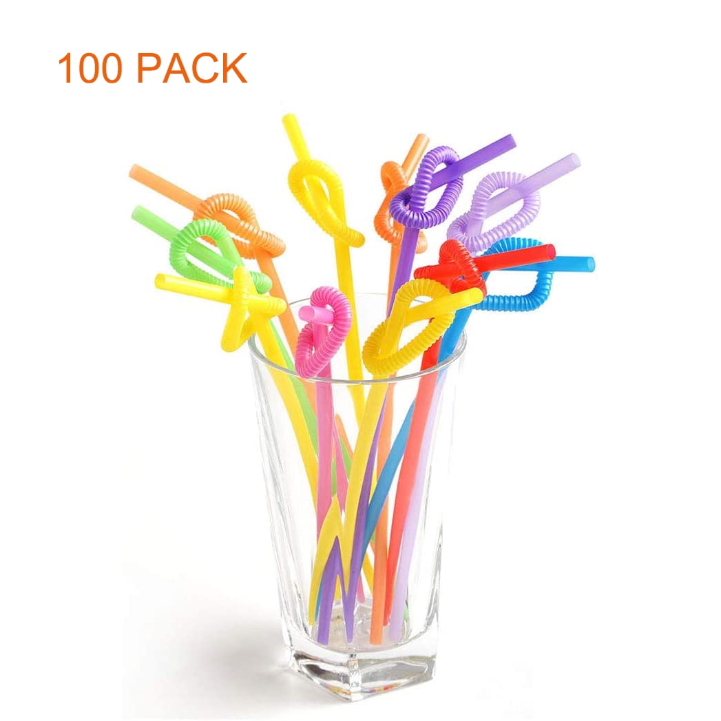 Long Drinking Straws, 200 Pack, 10-13 inches, Individual Package Disposable  Flexible Plastic Straws, Colored
