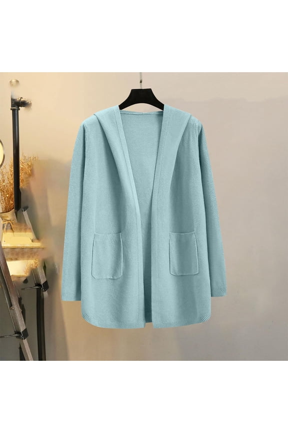 Long Duster Cardigans for Women Lightweight Jacket Open Front Loose Fit Hooded Tunics with Side Pockets