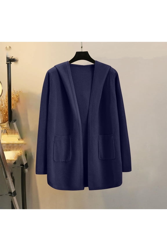 Long Duster Cardigans for Women Lightweight Jacket Open Front Loose Fit Hooded Tunics with Side Pockets