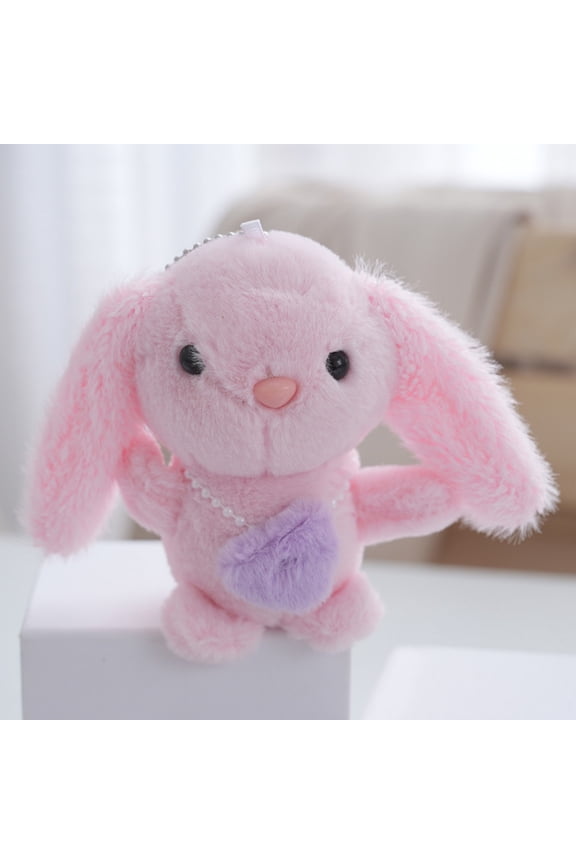 Long Ear Bunny Plush Keychain, Cute Rabbit Keyring Bag Charm Pendant, Soft Stuffed Bunny Doll Accessory for Handbag Backpack, Easter Bunny Plush Key Holder, Decorative Gift (Light Pink)