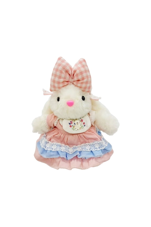 Long Ear Plush Bunny Keychain Adorable Soft Fluffy Rabbit Bag Charm for Gi-rls Teens with Dress Sturdy Metal Clasp Backpack Purse Easter Gift