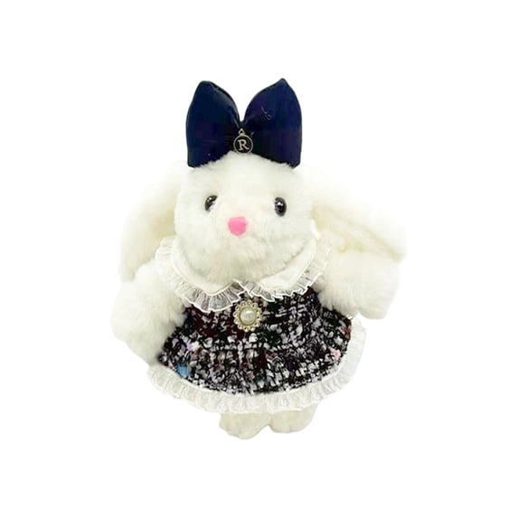 Long Eared Bunny Keychain Pendant, Plush Toy Keyring for Bag Accessories, Soft Skirt Detail, for Girls Gift, Purse Backpack Charm Decor