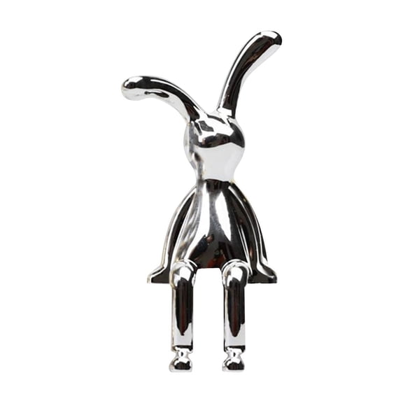 Long-Eared Bunny Rabbit Figurine – Phone Stand and Tissue Box Charm,Mirror Polished Metallic Desktop Ornament,Modern Animal Sculpture Art Decor