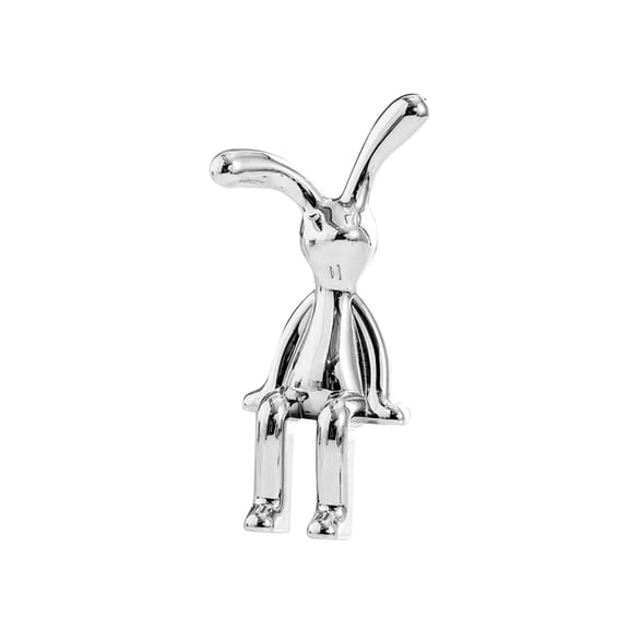 Long Eared Bunny Self-Adhesive Ornament, Creative Sitting Posture Figurine, Cute Wall Decor Accent, Resin 3D Sticker for Home Room