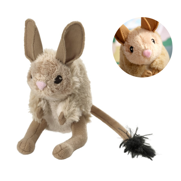 Long-Eared Jerboa Beige Plush Toy,Realistic Long-Tailed Jerboa Plush Toy, Soft Desert Animal Stuffed Doll with Big Ears for Kids Play and Shelf Display
