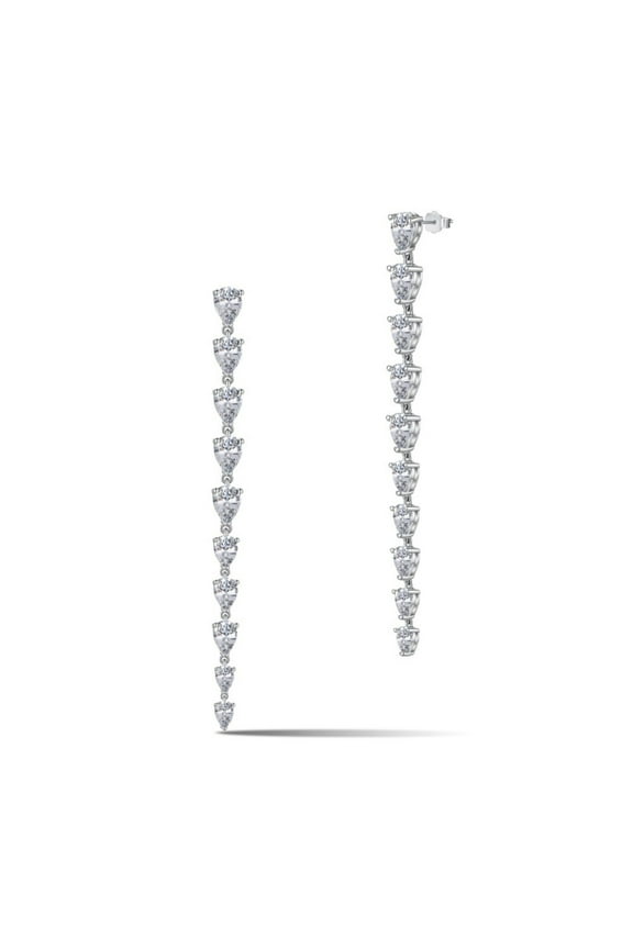 Long Earrings for Women Dangling 5A CZ Clear Gold Dangle Earrings 925 Sterling Silver Hypoallergenic Tassel Wedding Earrings for Brides