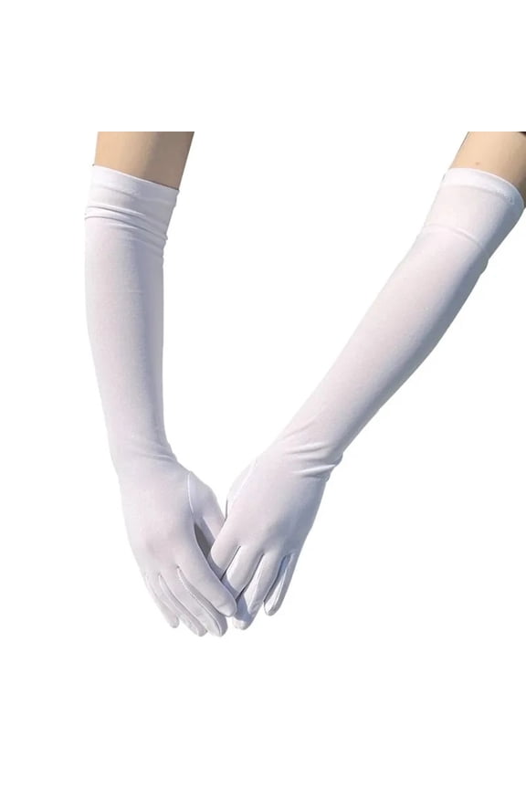 Long Elbow Gloves 18 inch Stretchy 1920s Opera Gloves Evening Party Dance for Women White