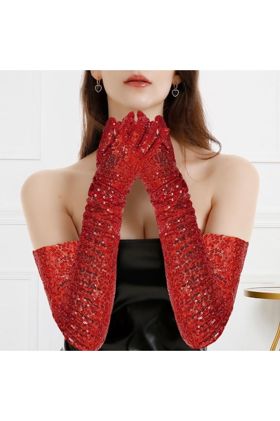 Long Elbow Gloves Retro Shiny Sequin Stretchy Gloves Opera Party Evening Dancing Prom Wedding