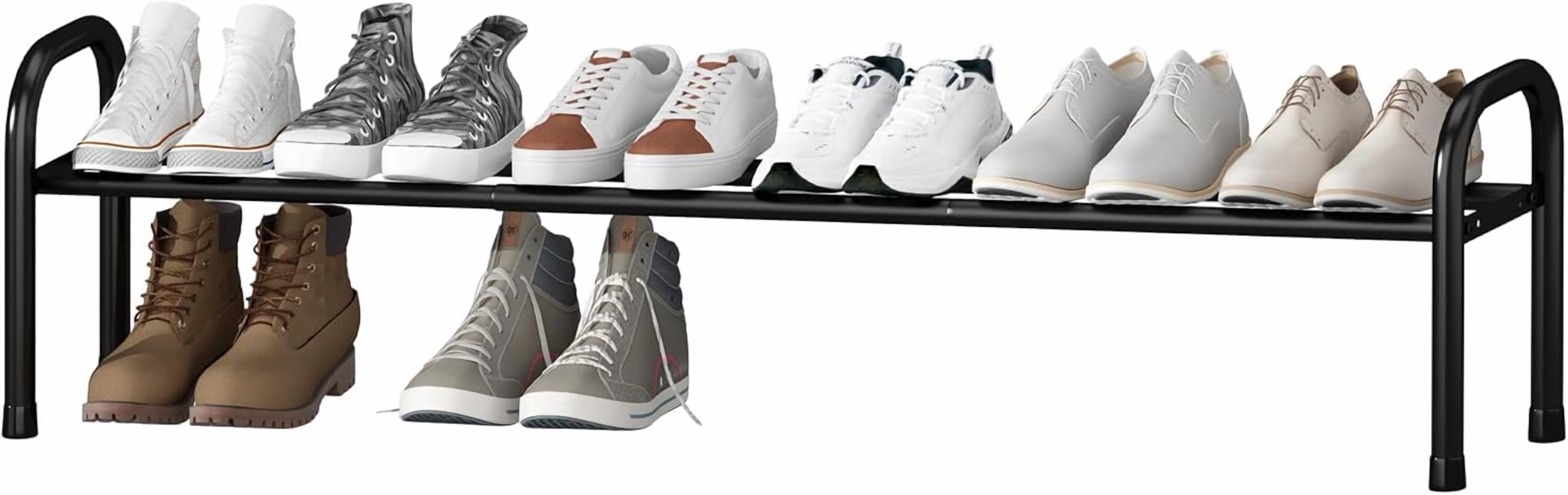 Long Expandable Shoe Rack 1-Tier, Adjustable Length 33.7”–47.5” Shoe ...