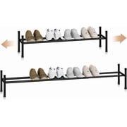 Long Expandable Shoe Rack, 6 Pairs Metal Wide Stackable Shoe Rack, Adjustable Shoes Shelf, Freestanding Shoes Organizer for Closet, Entryway, Hallway, Garage, Front Door, 1 Tier