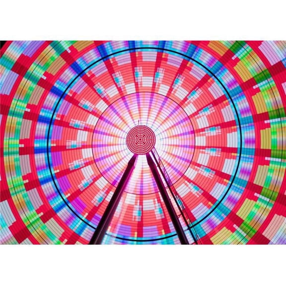 Long Exposure Photograph Showcasing The Many Color Combinations The Big Wheel Produces at Night - Seattle Washington 3 Poster Print - 38 x 26 in. - Large