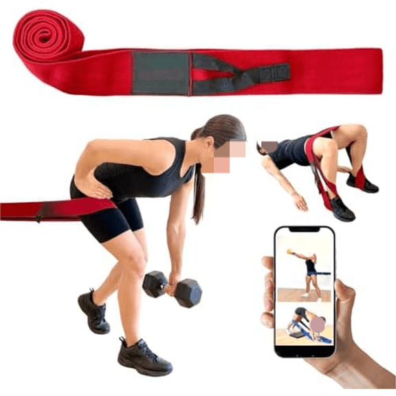Long Fabric Resistance Band with Door Anchor - Full Body Resistance Band for Working Out and Physical Therapy - Medium Strength Exercise Band$$Sport & Recreation Other