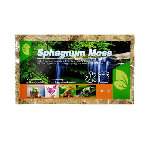 Long Fiber Sphagnum Moss 9 X 6 Inch Compressed Pack Organic Moss for Orchids Plants Reptiles Succulent Potting Soil Pet Bedding 1 Pack