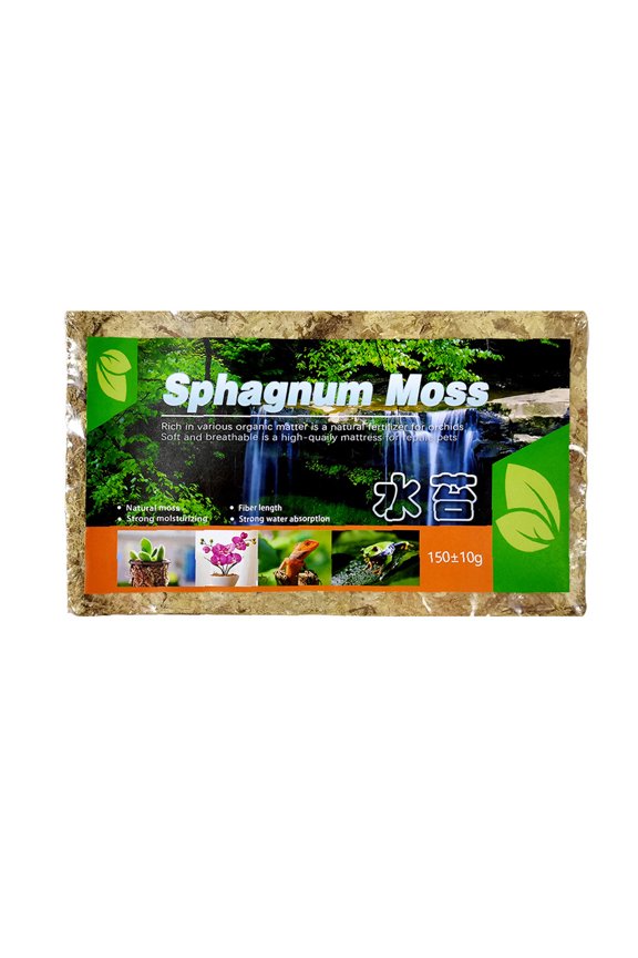 Long Fiber Sphagnum Moss 9 X 6 Inch Compressed Pack Organic Moss for Orchids Plants Reptiles Succulent Potting Soil Pet Bedding 1 Pack