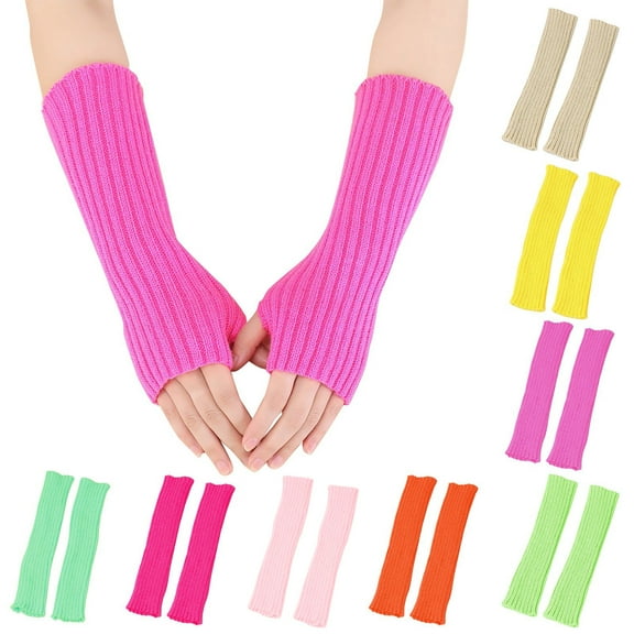 Long Fingerless Arm Warmers for Women and Men Thumb Hole Design Winter Gloves