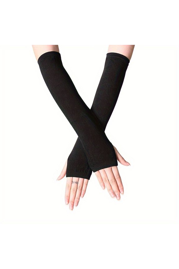 Long Fingerless Gloves for Women, Wrist to Elbow Thermal Gloves, Arm Warmers, Elbow Gloves, Anime Arm Sleeve Gloves