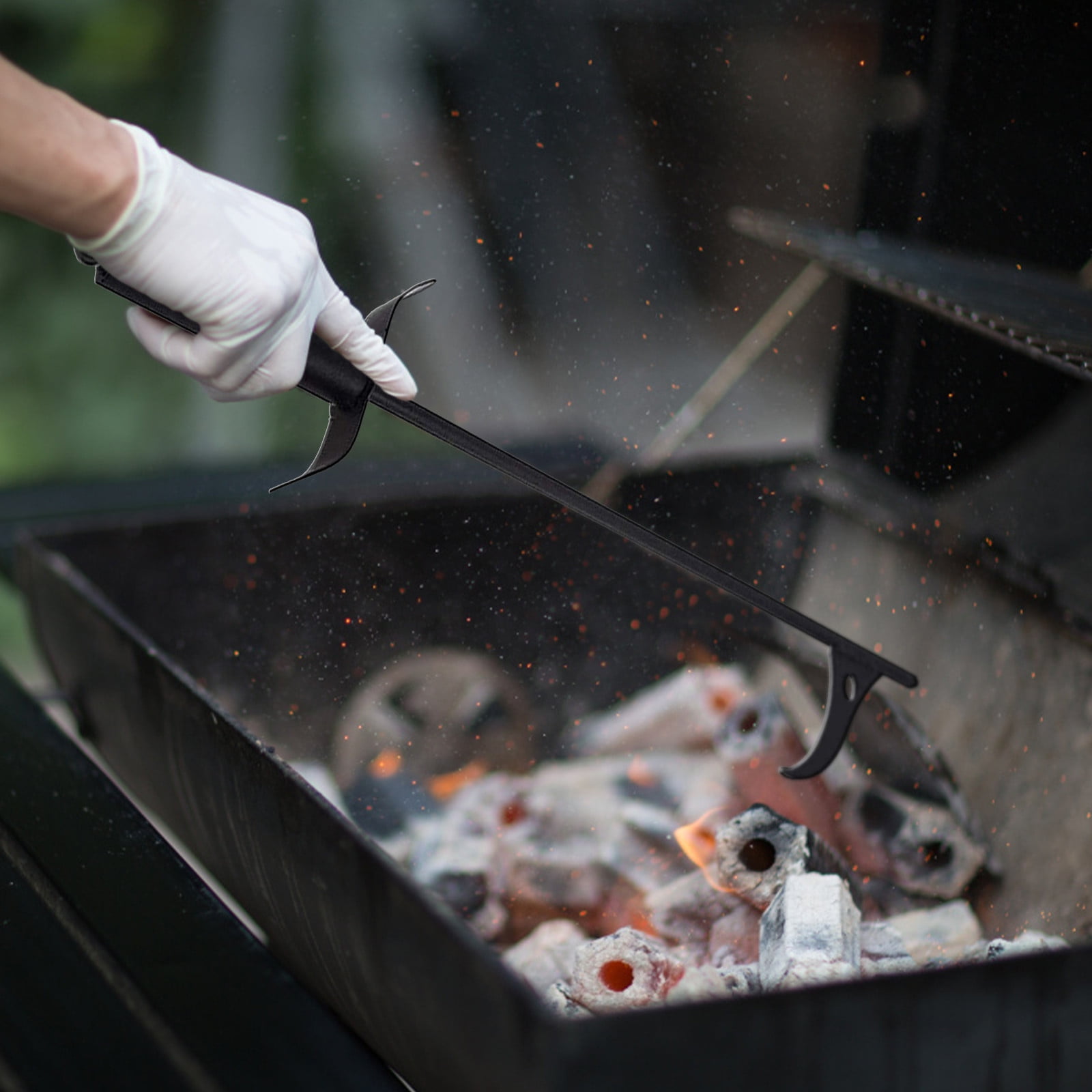 Long Fireplace Poker Rust Black Finish Heavy Duty Wrought Iron