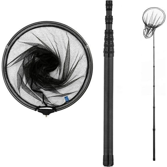 9ft/11.15ft Extra Long Fishing Net with Telescoping Handle, Carbon Fiber Extendable Landing Net, Dip Net for Fishing, Crab nets for Crabbing, Rubber Coated Netting, Holds up to 20lbs