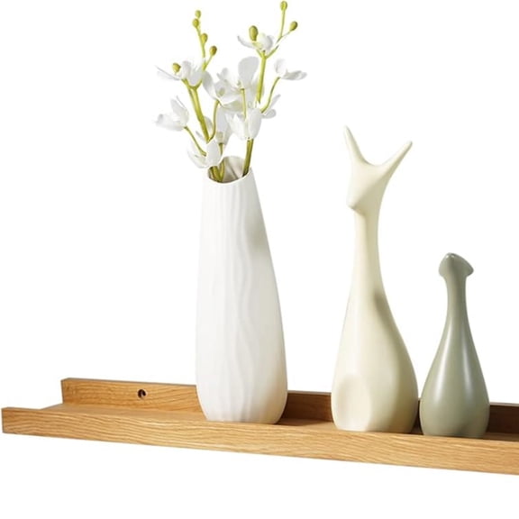 Long Floating Shelf 36 Inch Natural Wood Shelves, Rustic Display Books Picture Ledge Shelf for Wall Mounted, Natural Solid Oak Wood Shelf, Easy to Install, Natural Color, 36 *4 *1.5 (1 Pack)