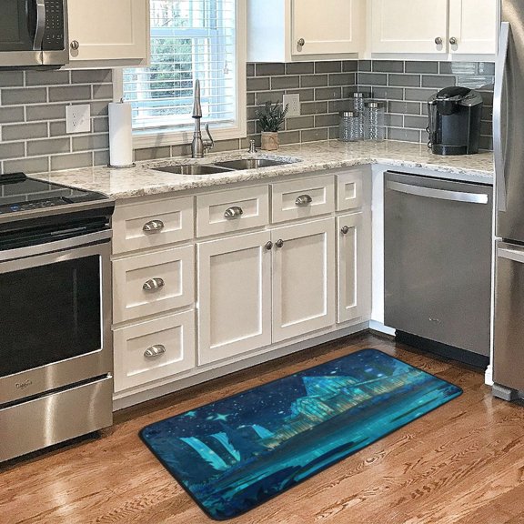 Long Floor Mat 39x20Inch Kitchen Mat Bathroom Mat Living Room Mat Bedroom Mat, Absorbent, Delicate Fabric, No Ball, Do Not Fade Cartoon Underwater Palace