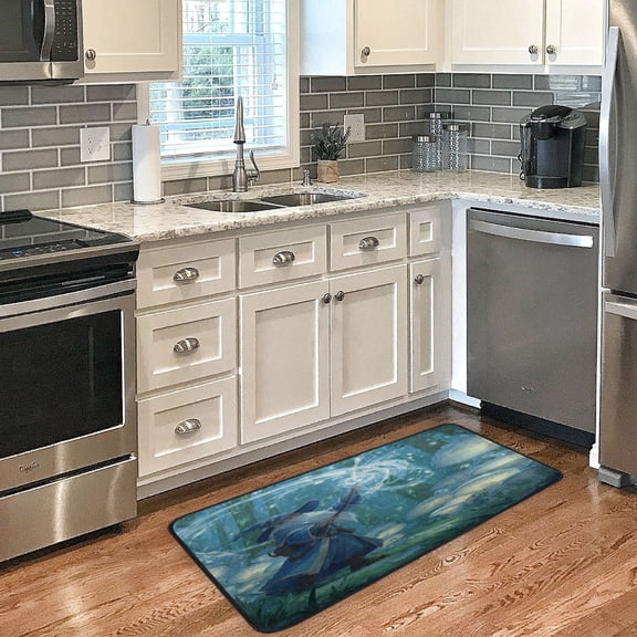 Long Floor Mat 39x20Inch Kitchen Mat Bathroom Mat Living Room Mat Bedroom Mat, Absorbent, Delicate Fabric, No Ball, Do Not Fade Wizard Casting Forest Magic