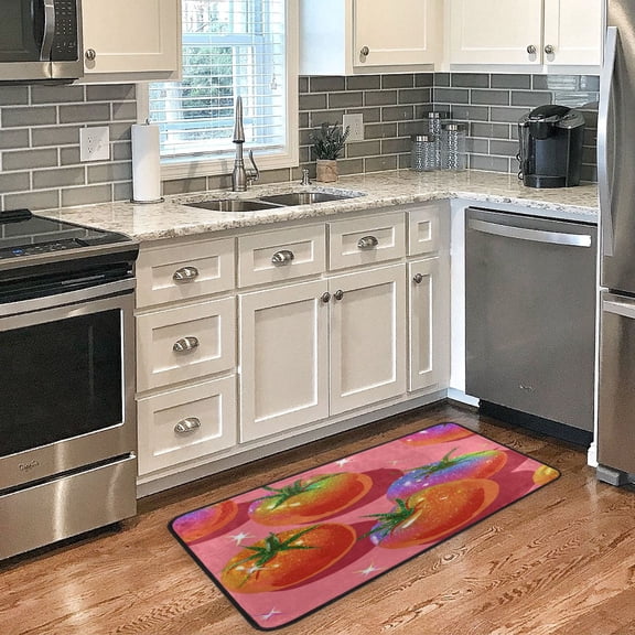Long Floor Mat 39x20Inch Kitchen Mat Bathroom Mat Living Room Mat Bedroom Mat, Absorbent, Delicate Fabric, No Ball, Do Not Fade Beautiful Tomato