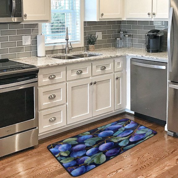 Long Floor Mat 39x20Inch Kitchen Mat Bathroom Mat Living Room Mat Bedroom Mat, Absorbent, Delicate Fabric, No Ball, Do Not Fade Deep Blue Plum
