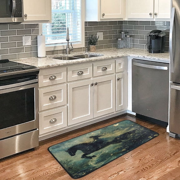 Long Floor Mat 39x20Inch Kitchen Mat Bathroom Mat Living Room Mat Bedroom Mat, Absorbent, Delicate Fabric, No Ball, Do Not Fade Equestrian Beauty