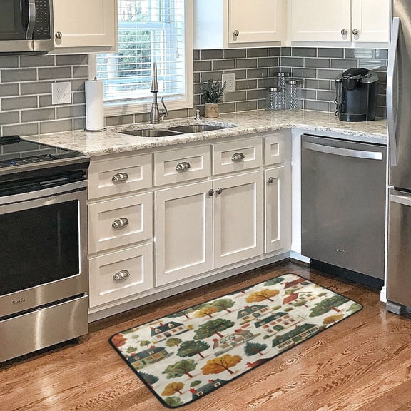 Long Floor Mat 39x20Inch Kitchen Mat Bathroom Mat Living Room Mat Bedroom Mat, Absorbent, Delicate Fabric, No Ball, Do Not Fade Green House